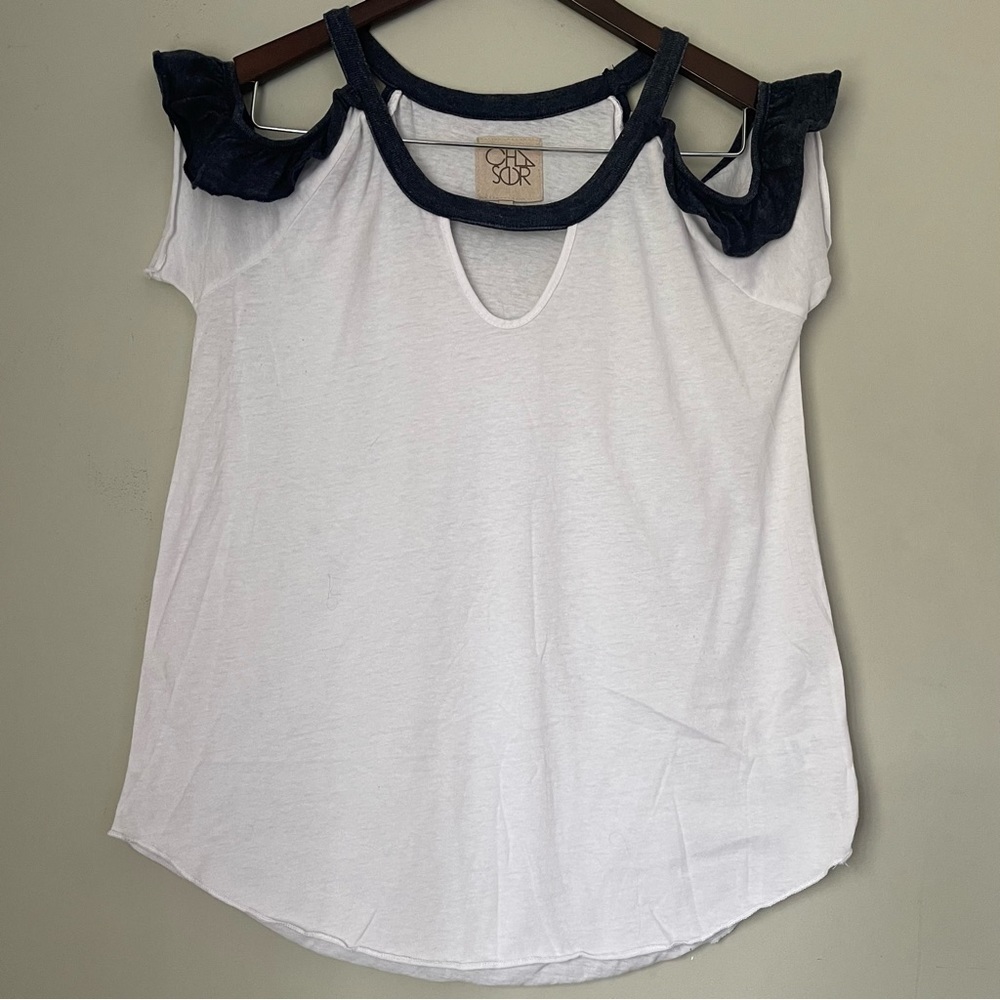 Chaser | Cold Shoulder White Tee | Medium